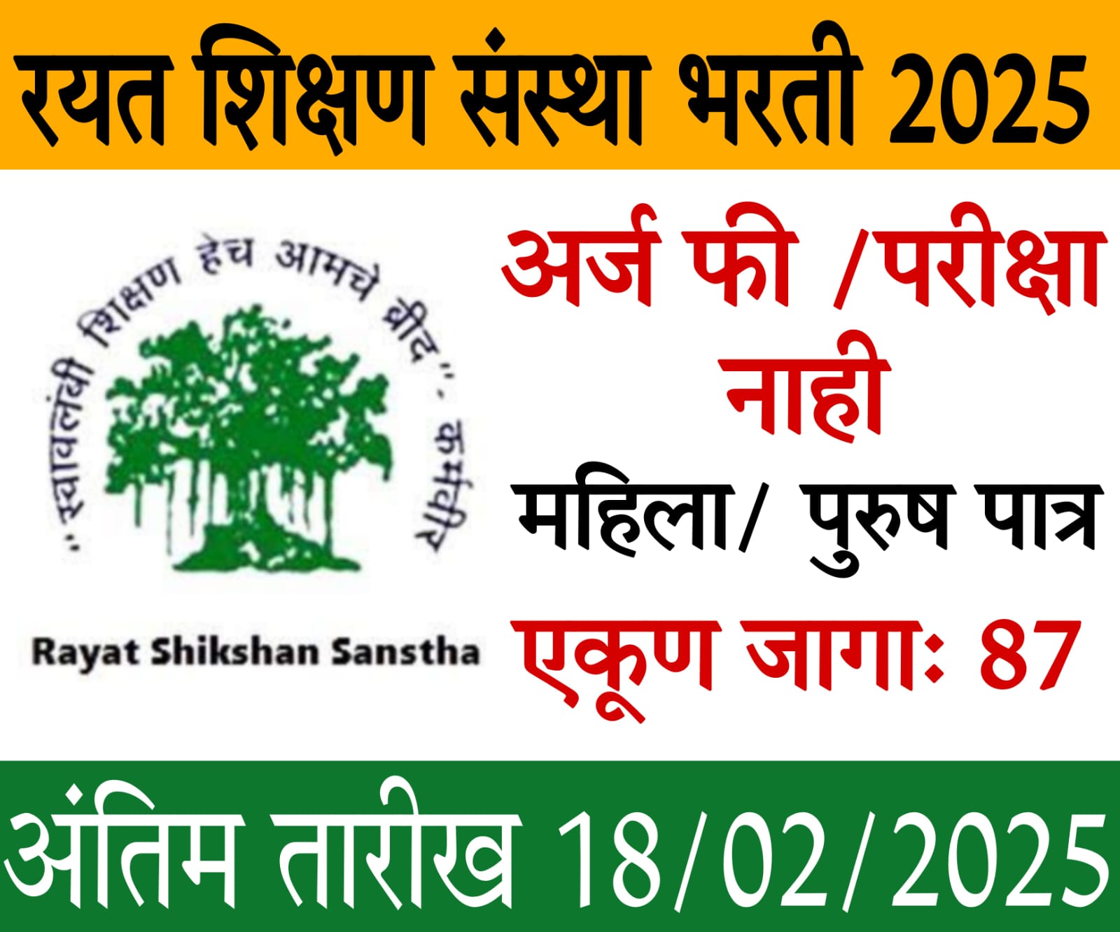 Rayat Shikshan Sanstha Recruitment